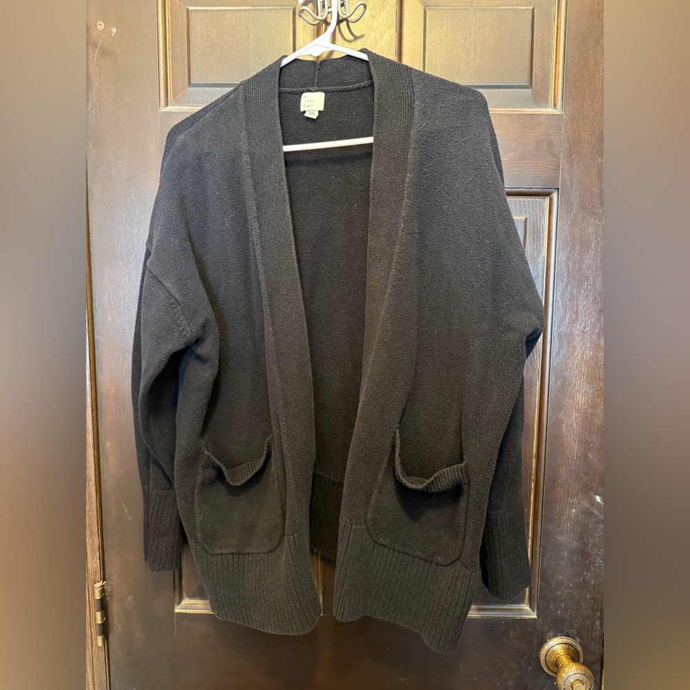 Two Open Front Cardigans - black and gray